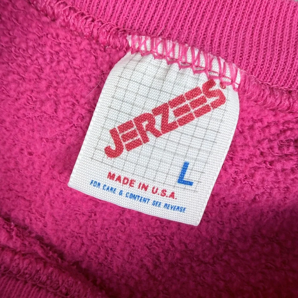 Vintage Jerzees Pink Raglan Sweatshirt Made in USA Crewneck Large Hot Pink 90s